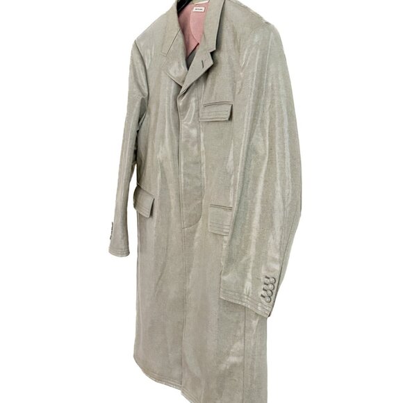 Thom Browne Blue Chambray Coated Cotton Coat - Picture 2 of 14